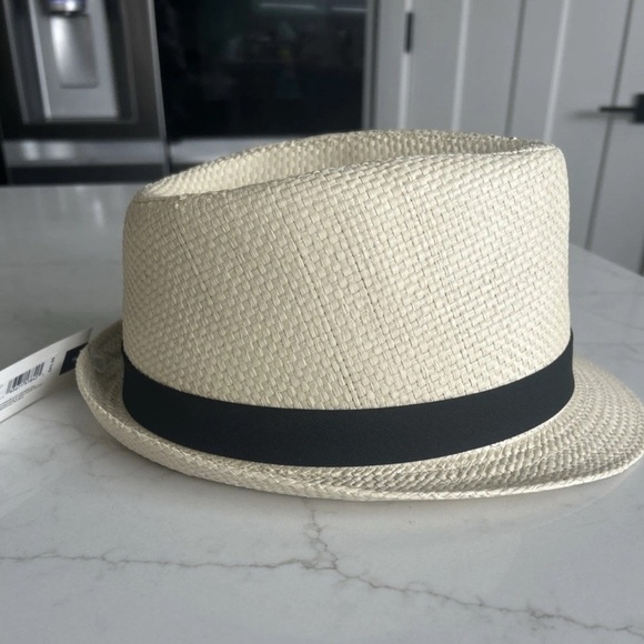 Dockers Straw Fedora Hat Men's Small/Medium Tan Hat With Black Bands - Picture 2 of 6